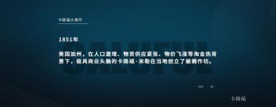 卡路福历程-卡路福品牌大事件

1851年
美国加州，在人口激增、物资供应紧张、物价飞【图1】