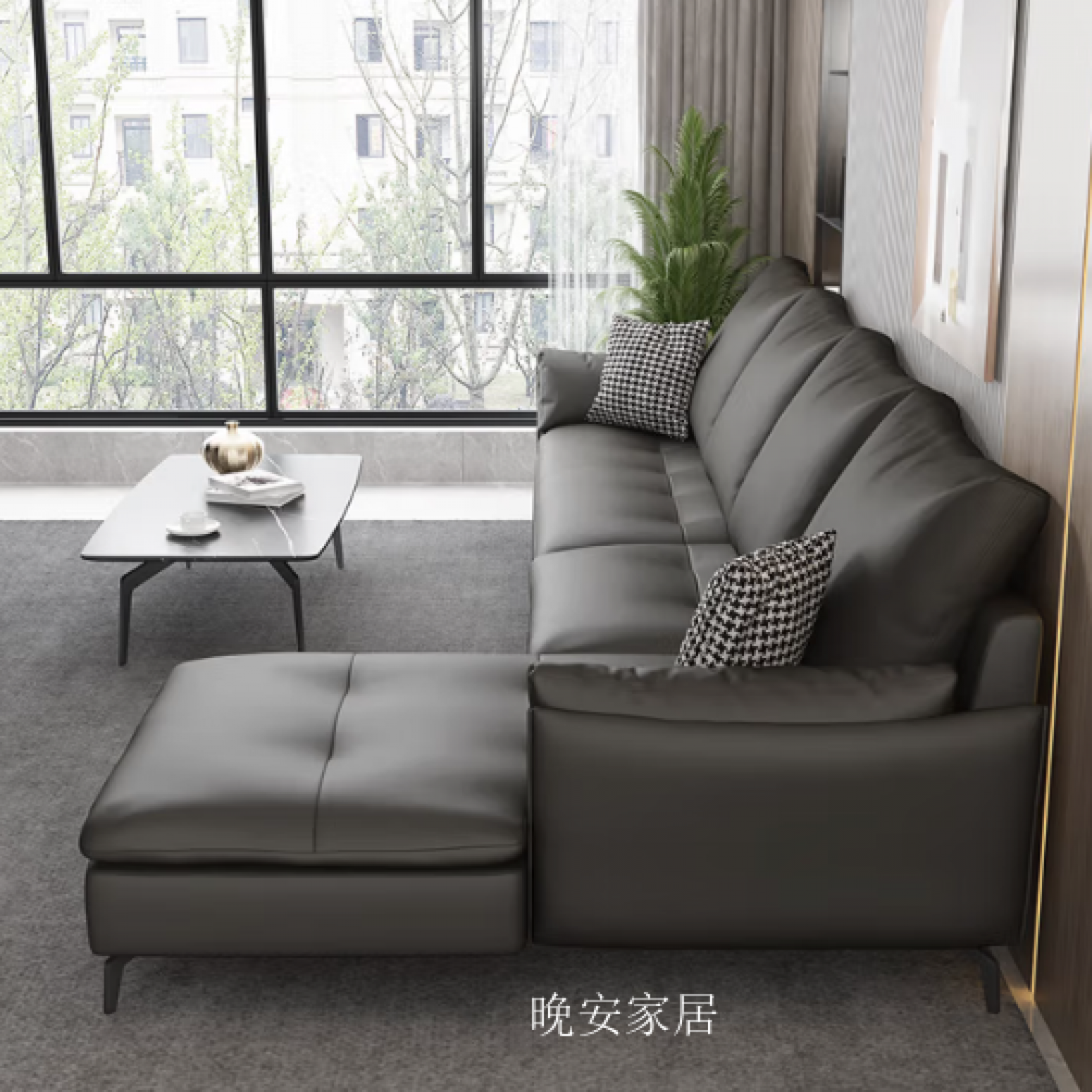 晚安家居客卧家具产品《现代头层牛皮沙发》【图3】