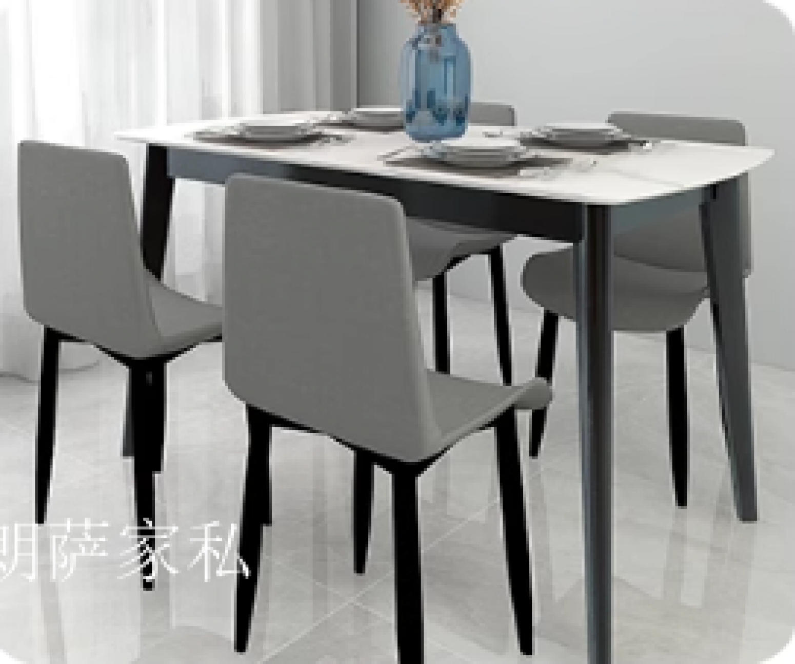朗萨家私客卧家具产品《岩板现代简约餐桌椅》【图3】