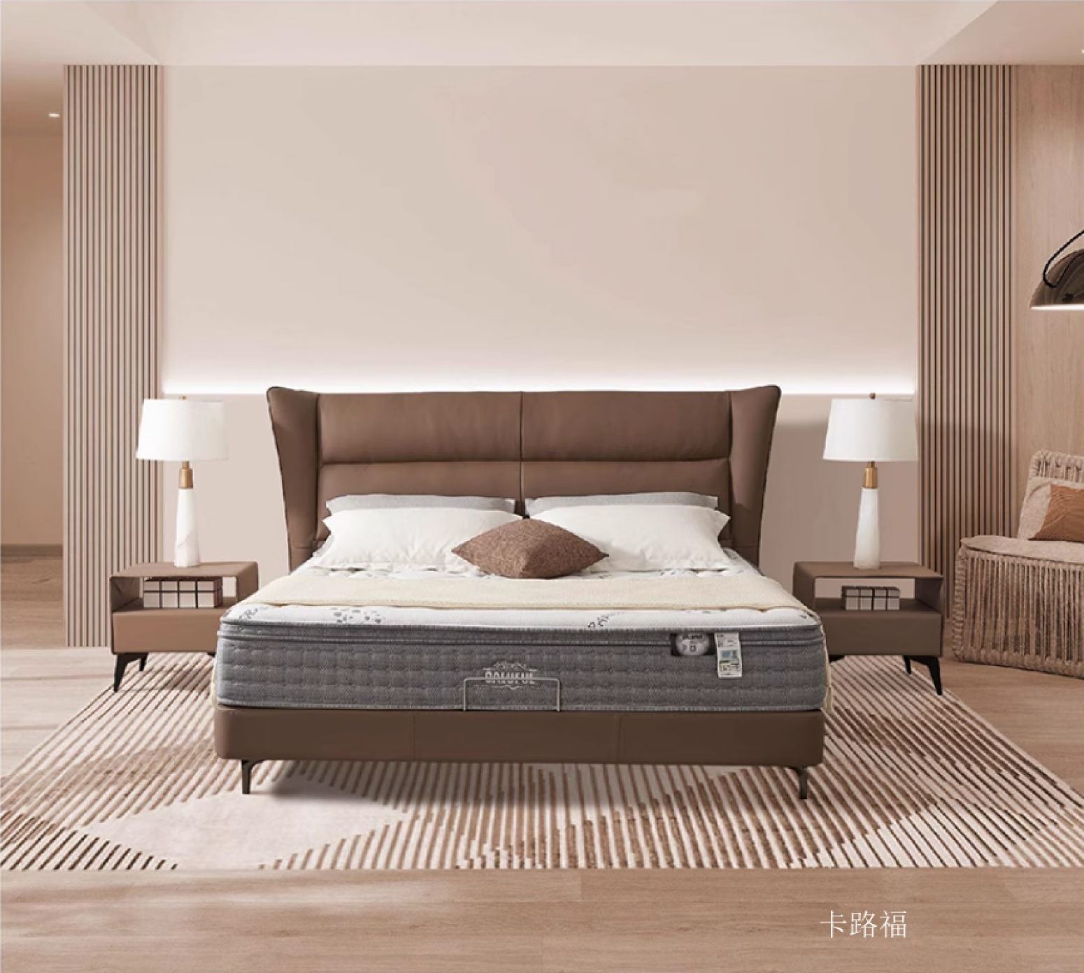 卡路福客卧家具产品《简约黄牛皮鹅绒床架》【图1】