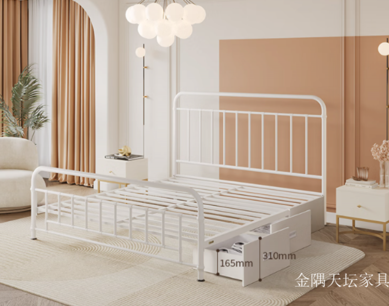 金隅天坛家具客卧家具产品《铁艺床现代家具》【图3】