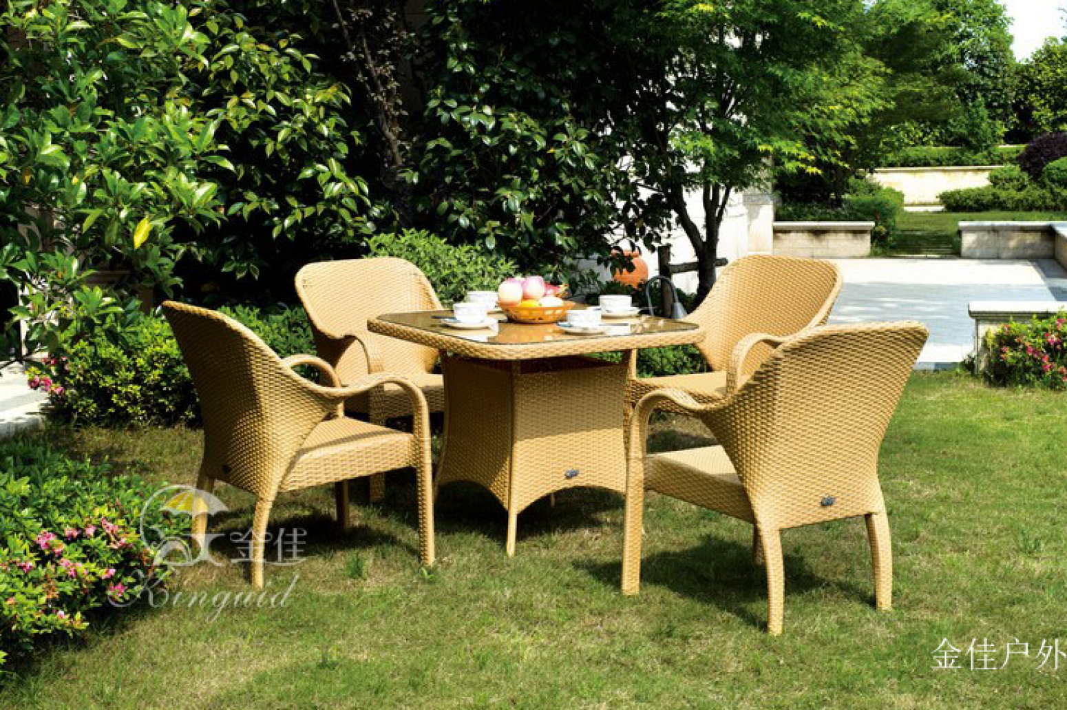 金佳户外户外家具产品《暖黄编藤户外桌椅》【图0】