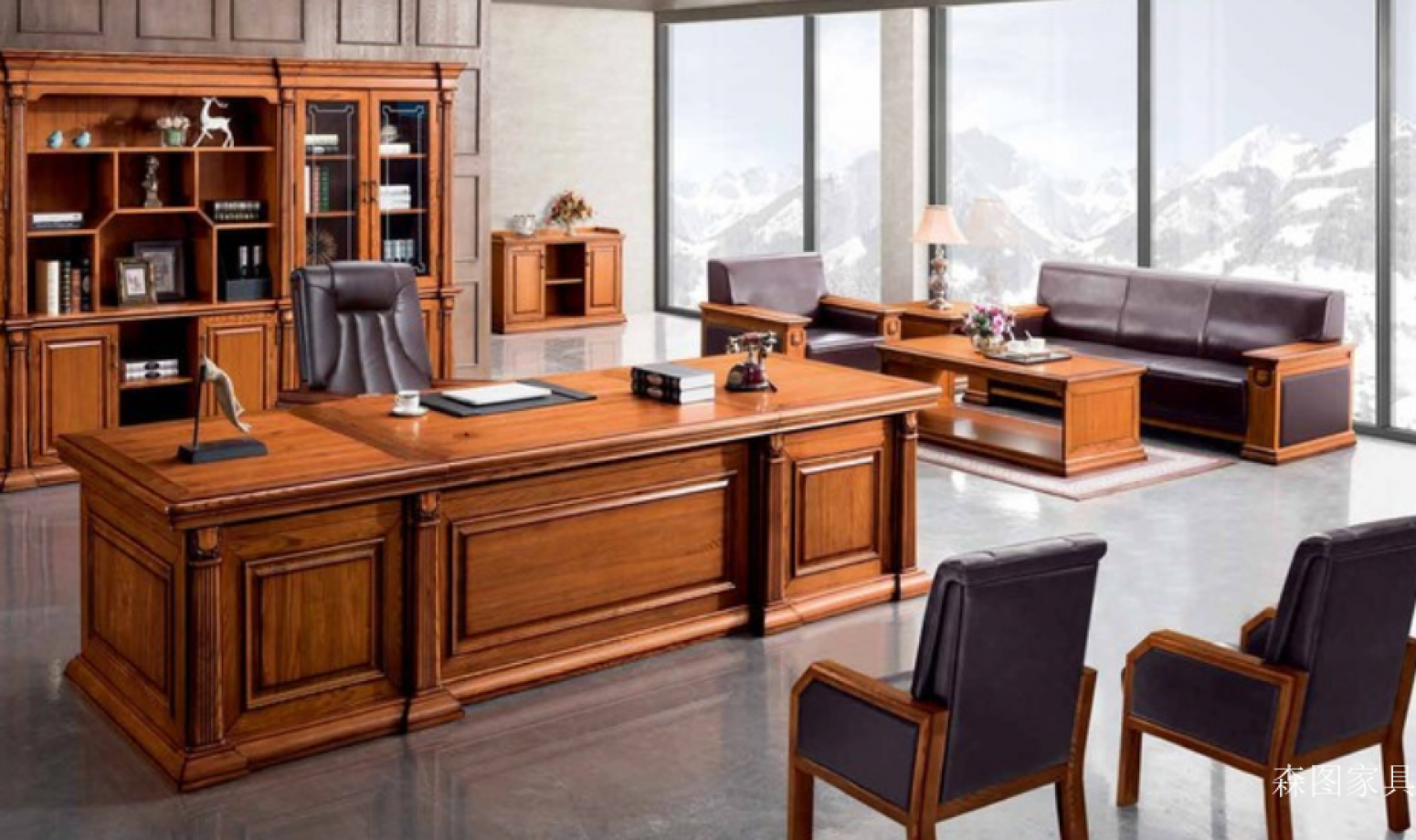 森图家具办公家具产品《古典实木总裁桌》【图0】