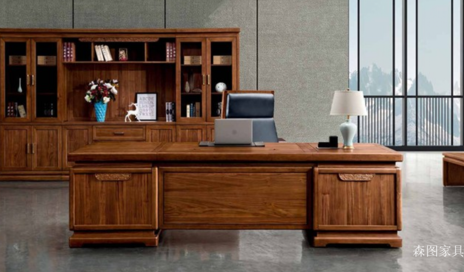 森图家具办公家具产品《古典实木总裁桌》【图1】