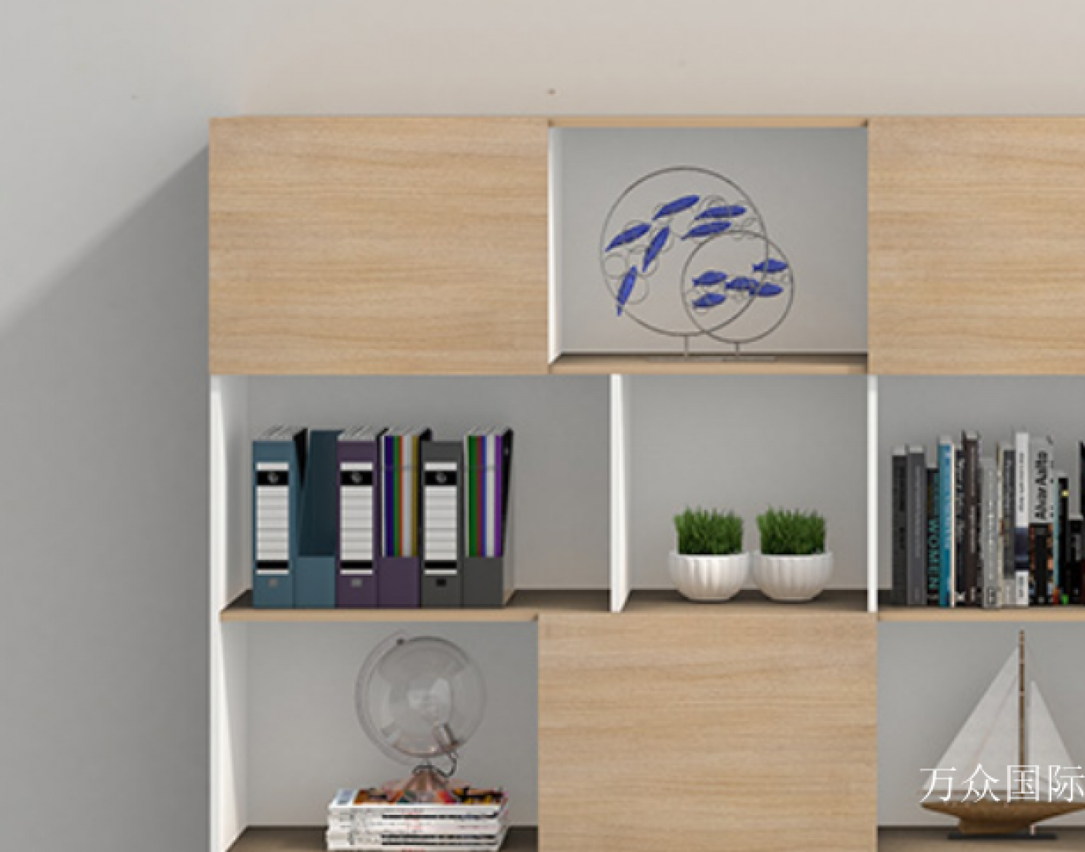 万众国际办公家具产品《木纹拼色开放式文件柜》【图1】