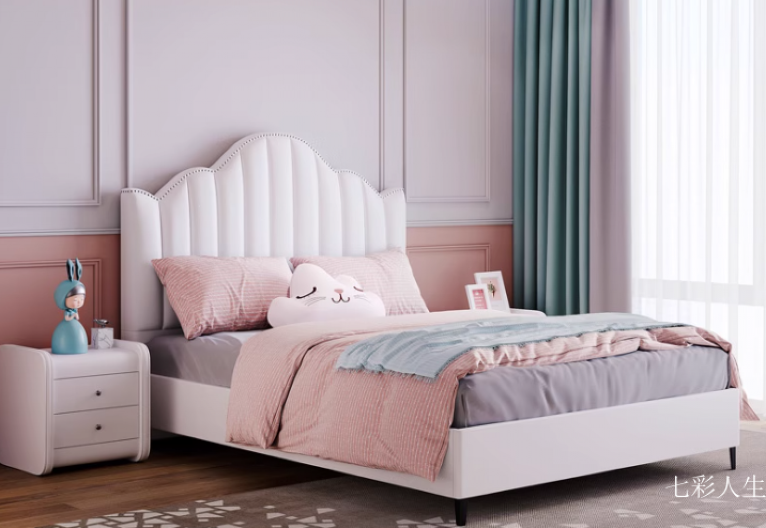 七彩人生儿童家具产品《现代儿童公主床》【图2】