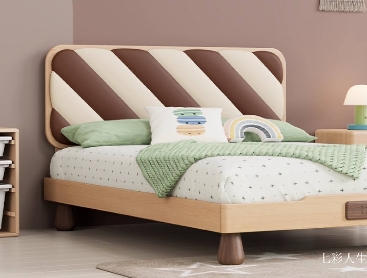 七彩人生儿童家具产品《男孩实木单人儿童床》