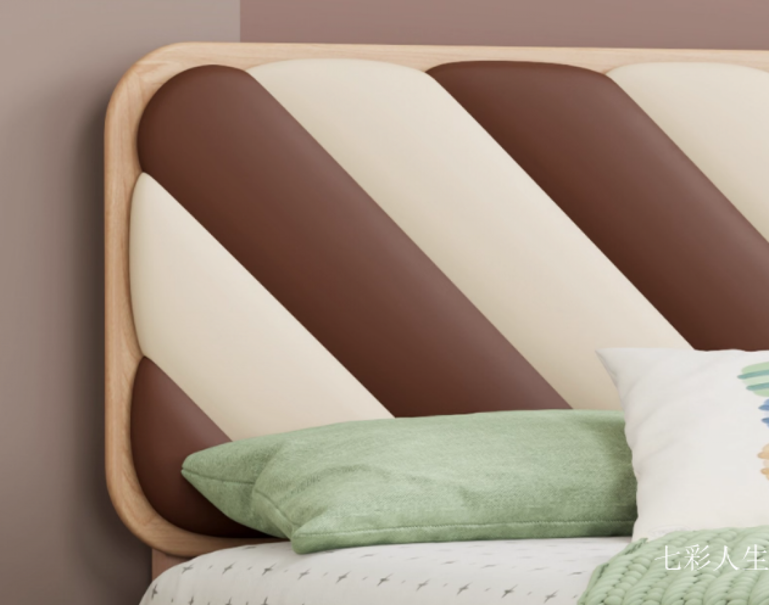 七彩人生儿童家具产品《男孩实木单人儿童床》【图1】