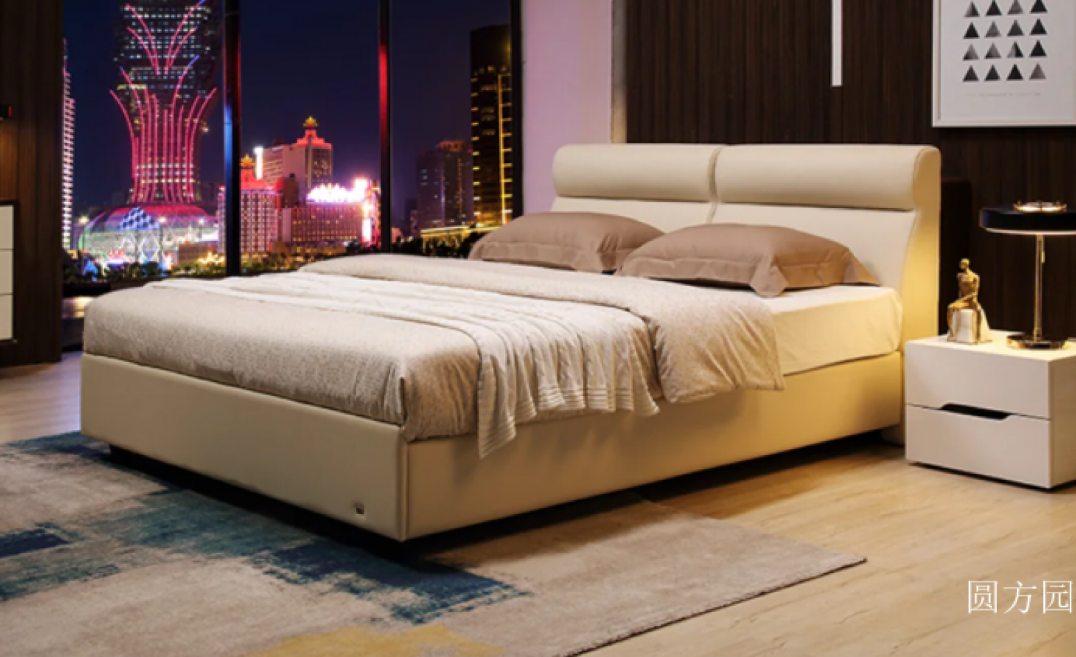 圆方园客卧家具产品《高档真皮软床》