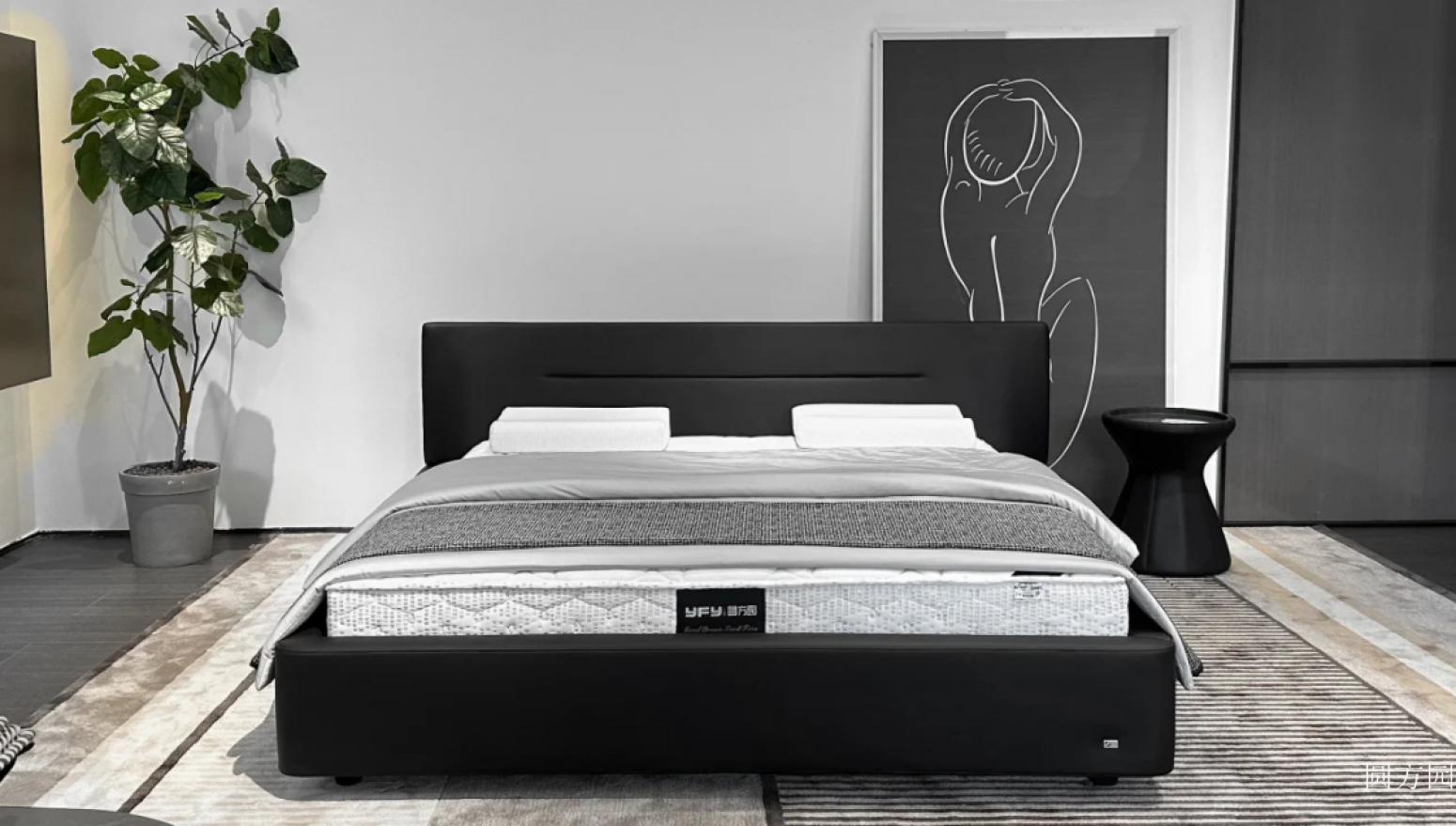 圆方园客卧家具产品《黑白极简床》