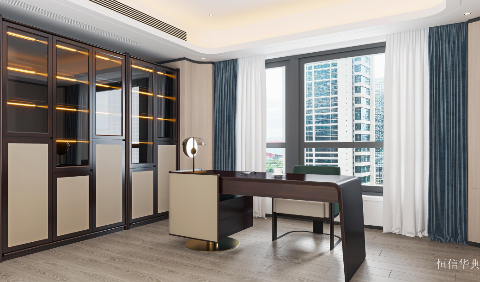 恒信华典客卧家具产品《深木轻奢简约书桌》