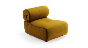 华意家居客卧家具产品《姜黄绒面卷背休闲椅》议价