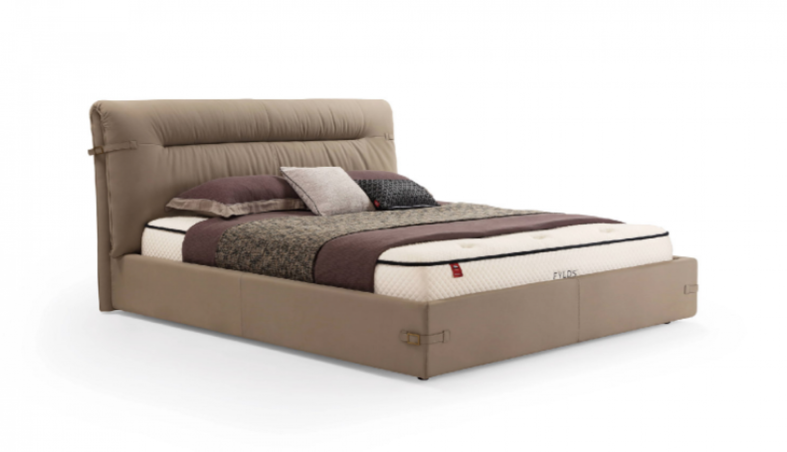 华意家居客卧家具产品《卡其皮艺褶皱软床》