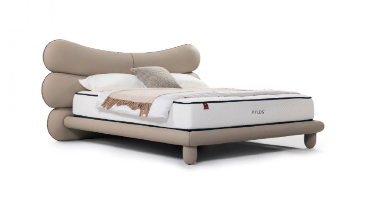 华意家居客卧家具产品《卡其云朵褶皱皮床》