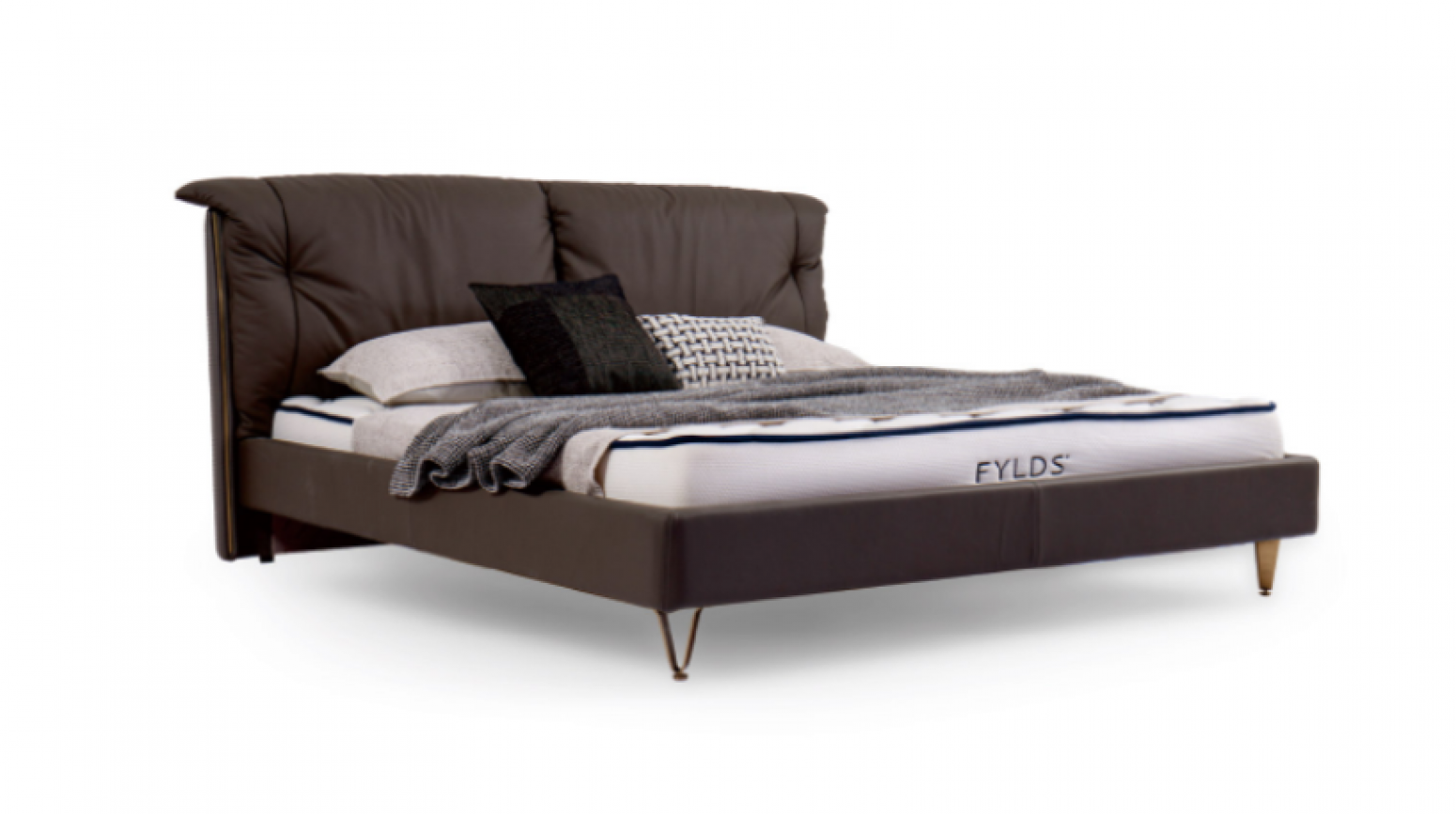 华意家居客卧家具产品《深棕皮艺轻奢软床》