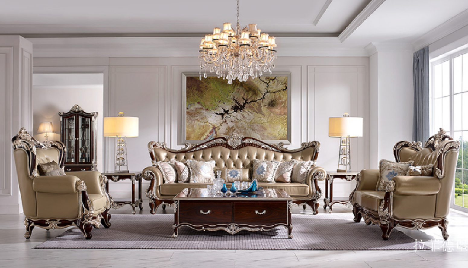 拉菲德堡客卧家具产品《皇室玫瑰金沙发》