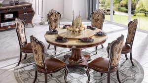 拉菲德堡客卧家具产品《大理石转盘雕花餐桌椅》议价