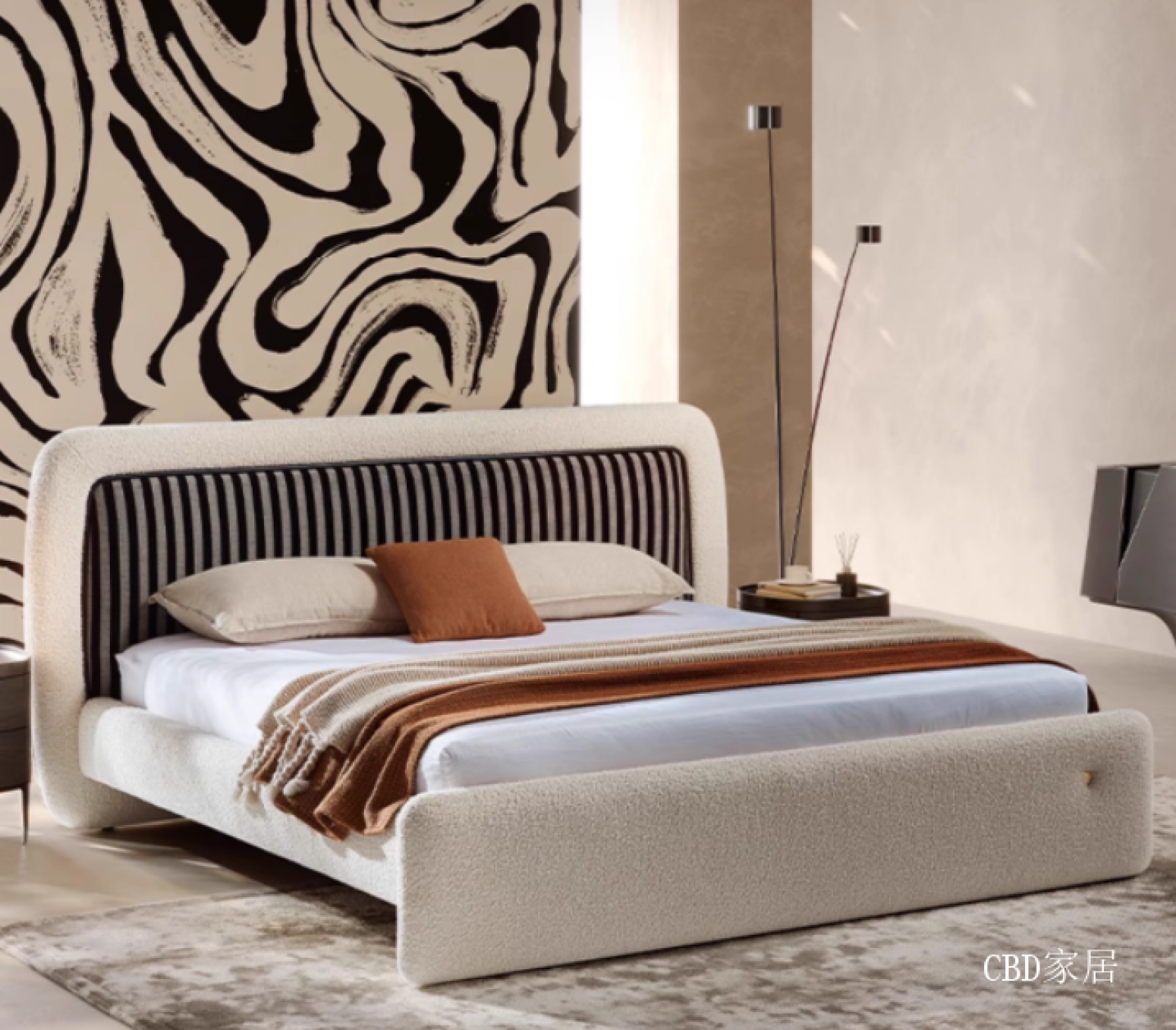 CBD家居客卧家具产品《奶油风羊羔布艺床》【图1】