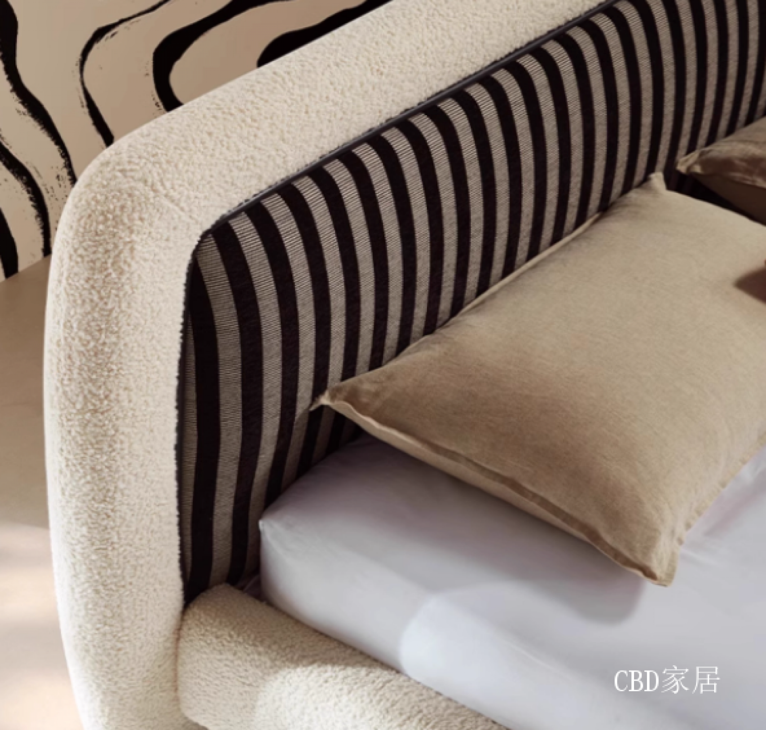 CBD家居客卧家具产品《奶油风羊羔布艺床》【图2】