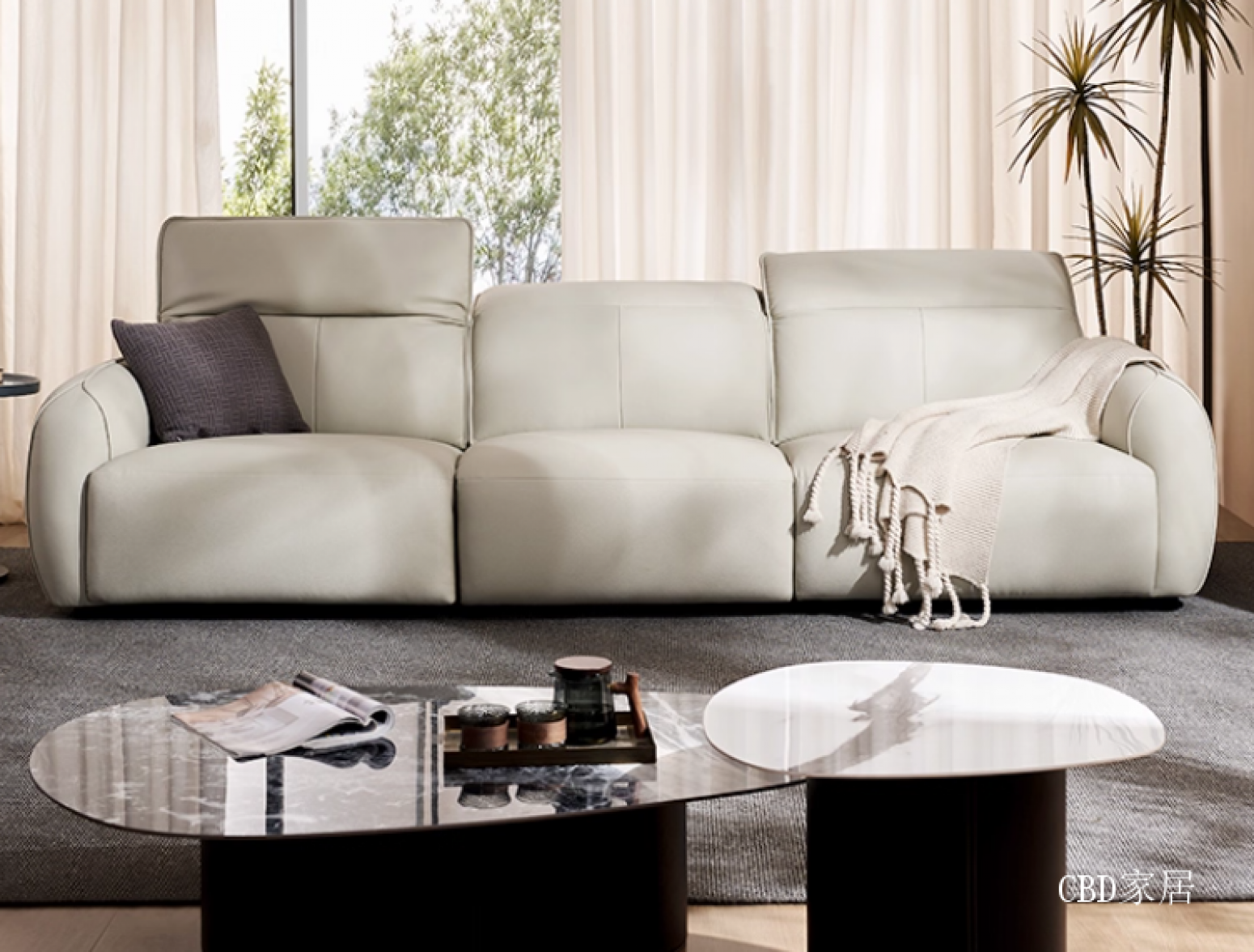 CBD家居智能家居产品《0靠墙真皮电动沙发》