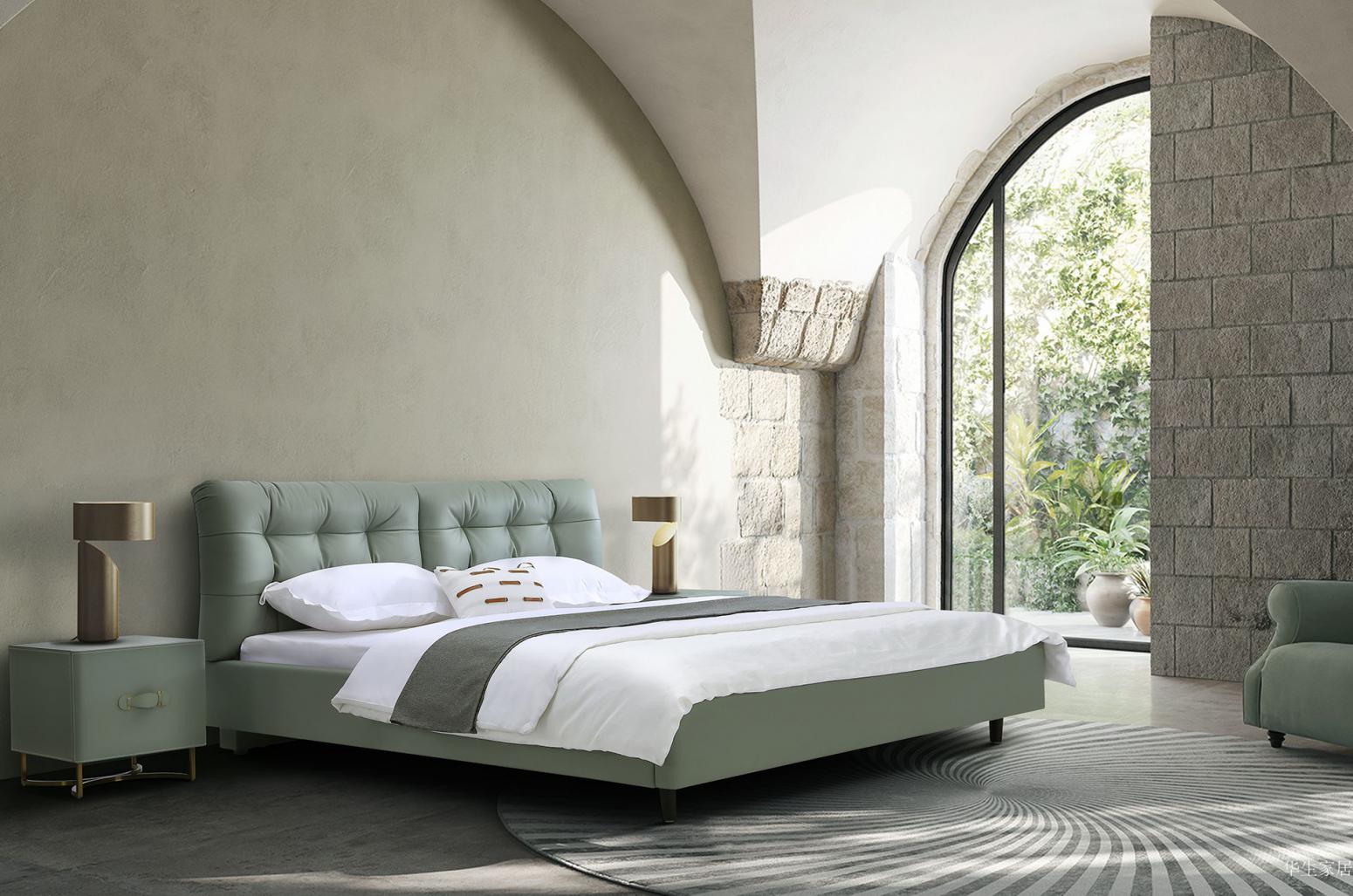 华生家居客卧家具产品《西西里真皮软床》