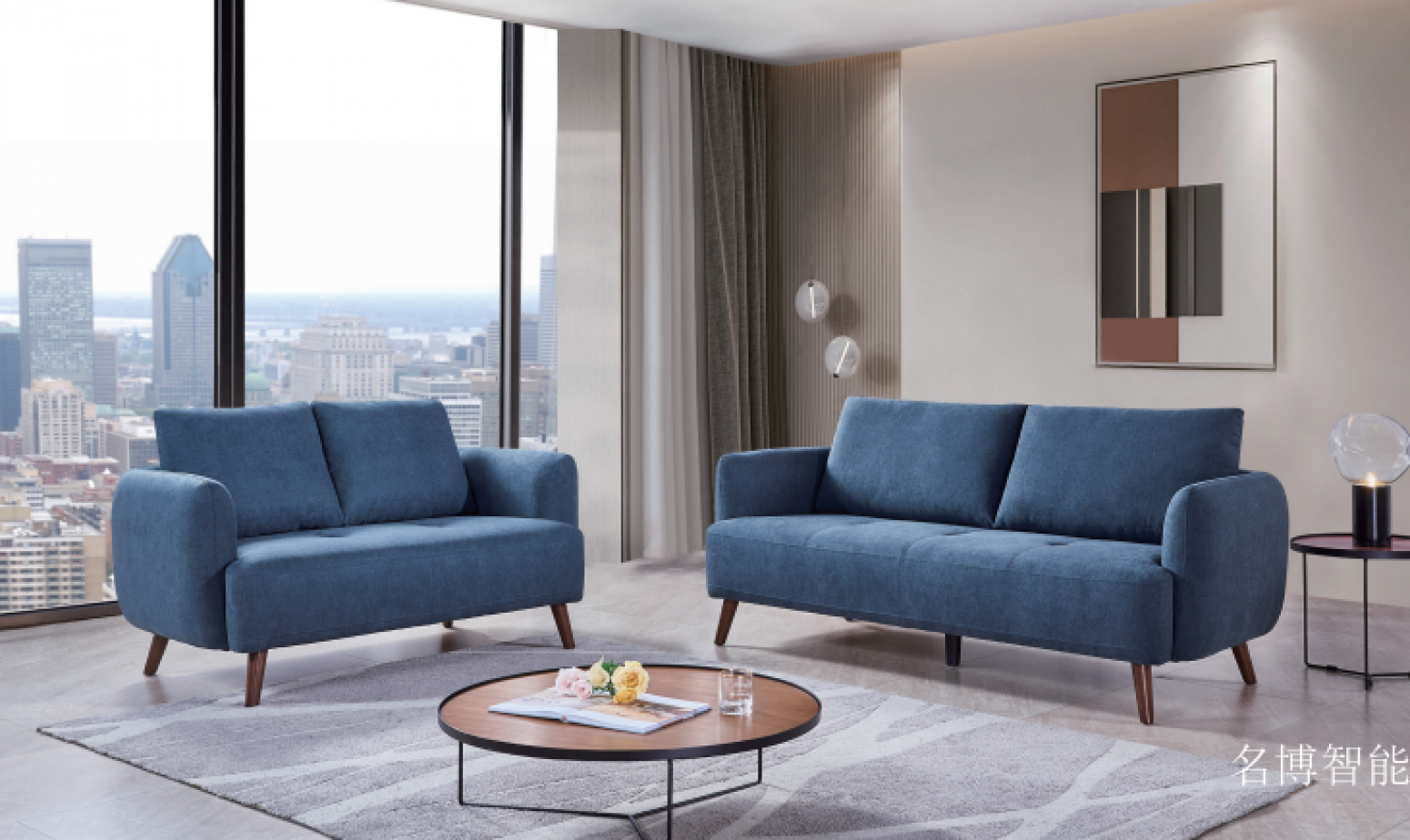 名博智能客卧家具产品《深蓝布艺沙发》【图0】