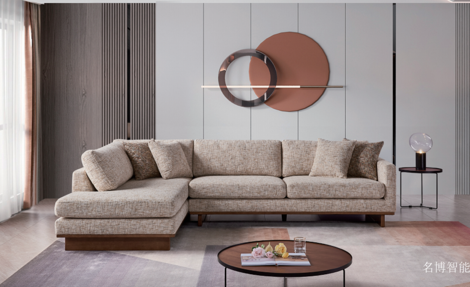 名博智能客卧家具产品《浅棕纹理布艺沙发》【图2】