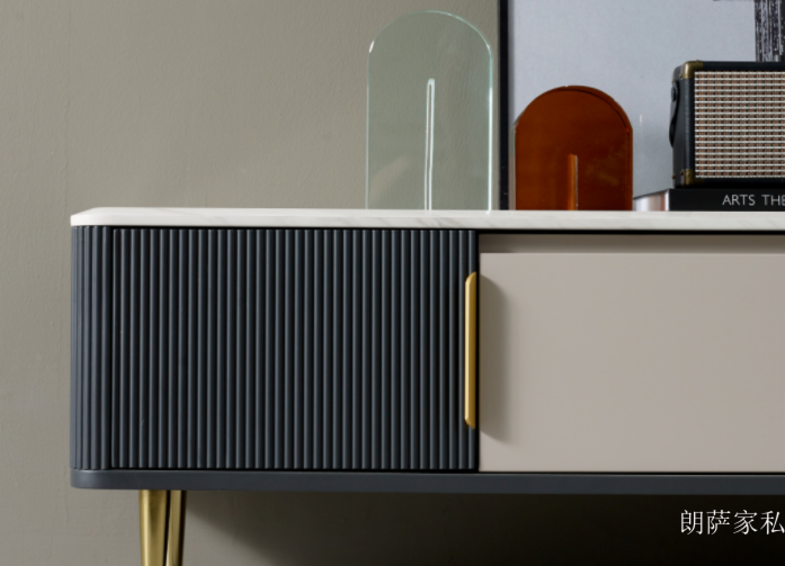 朗萨家私客卧家具产品《奢金灰调大理石电视柜》【图3】