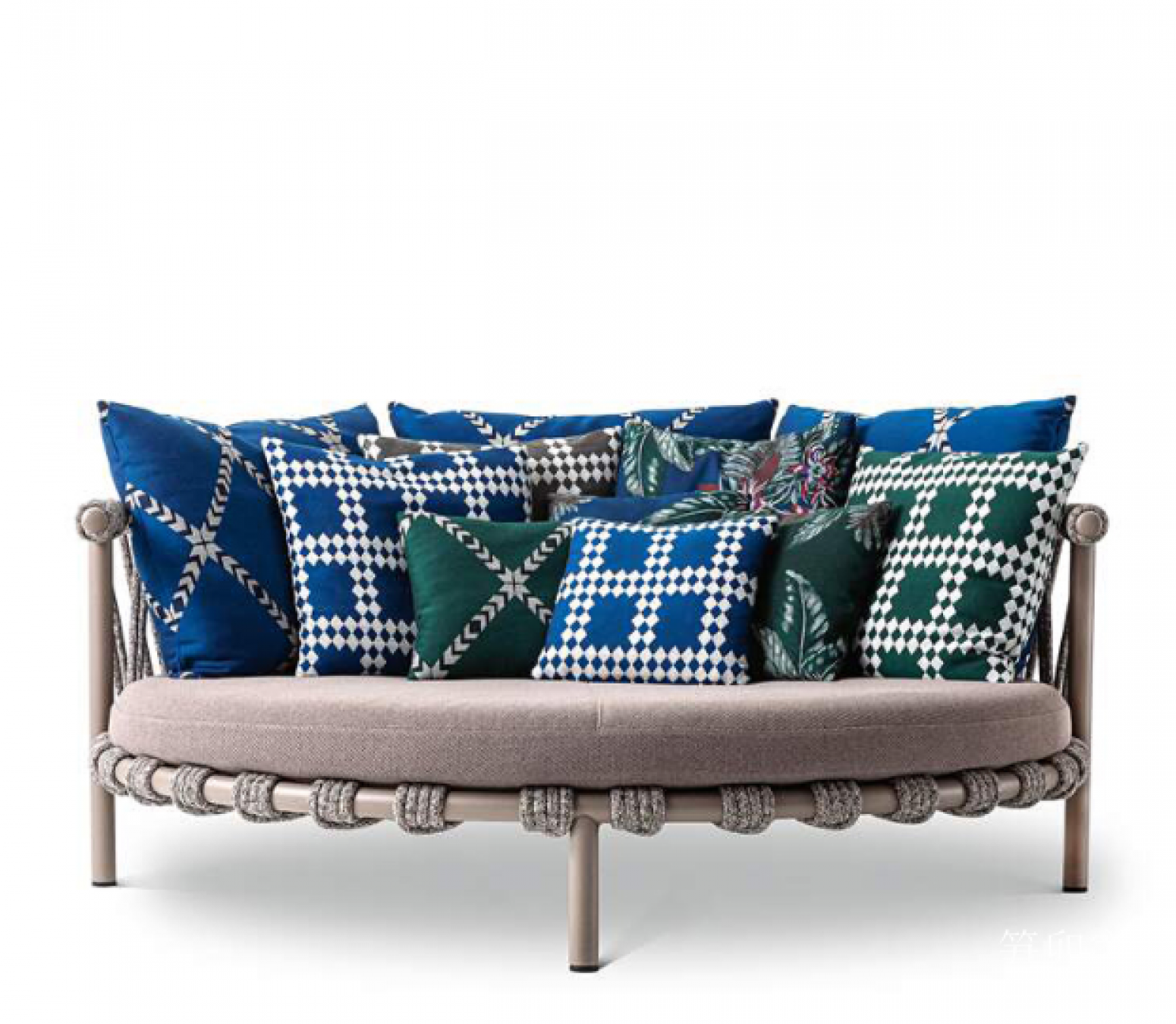 笋卯家居户外家具产品《蓝绿织绳休闲户外沙发》