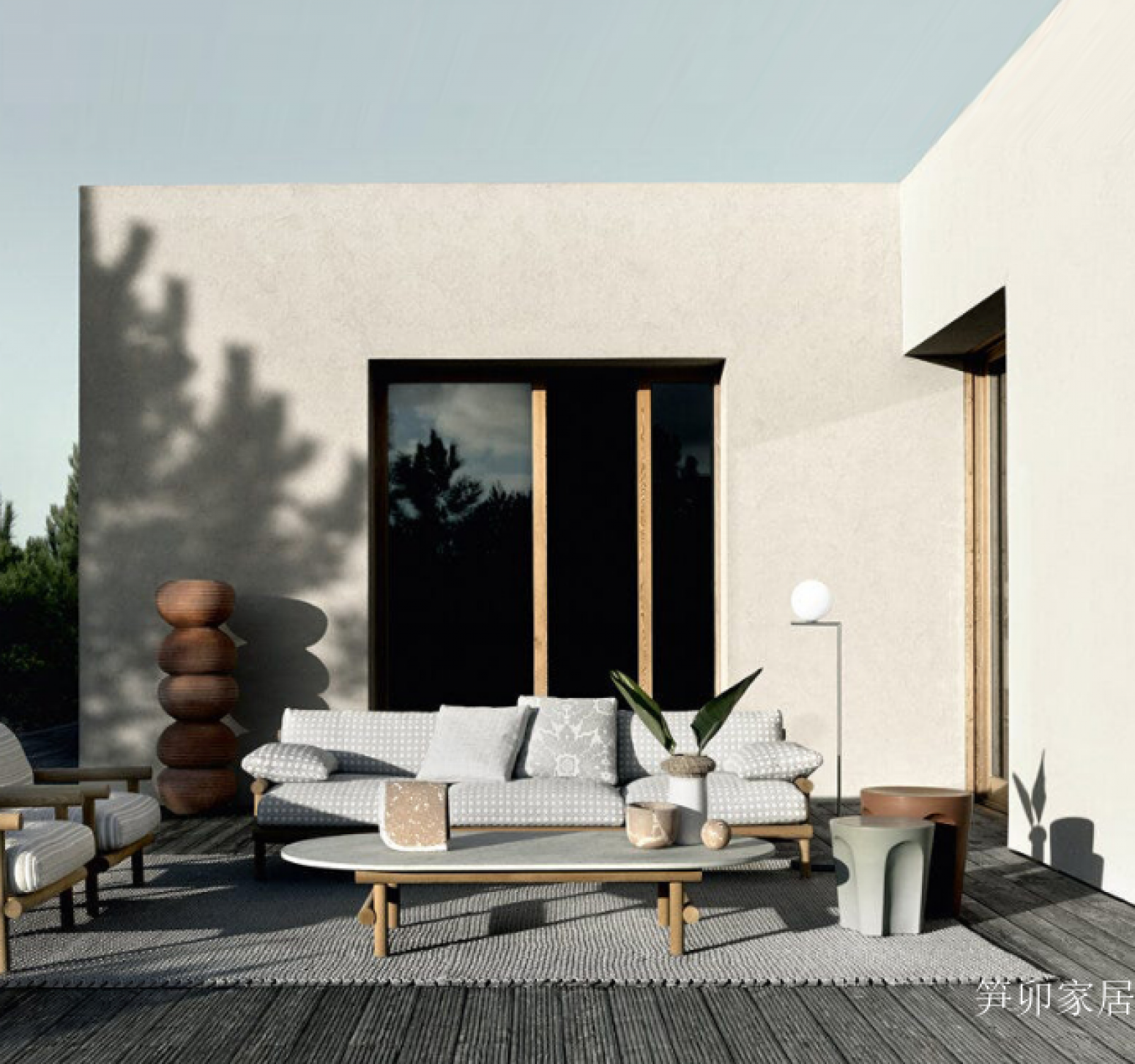 笋卯家居户外家具产品《大理石木架户外茶几》【图1】