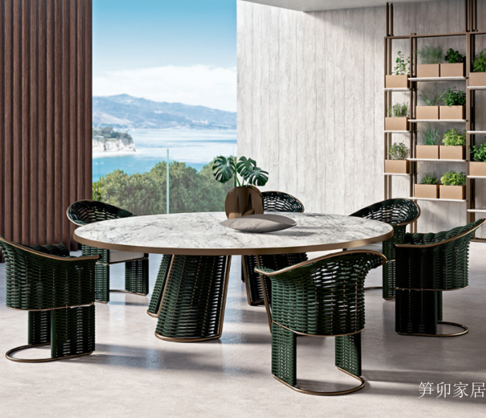笋卯家居户外家具产品《绿编锥形户外圆餐台》【图1】