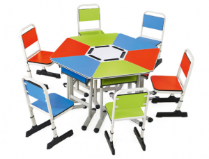 宏钻家具办公家具产品《多彩六角形课桌椅》议价