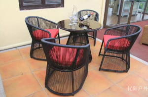 优阳户外户外家具产品《黑藤户外圆形桌椅》议价