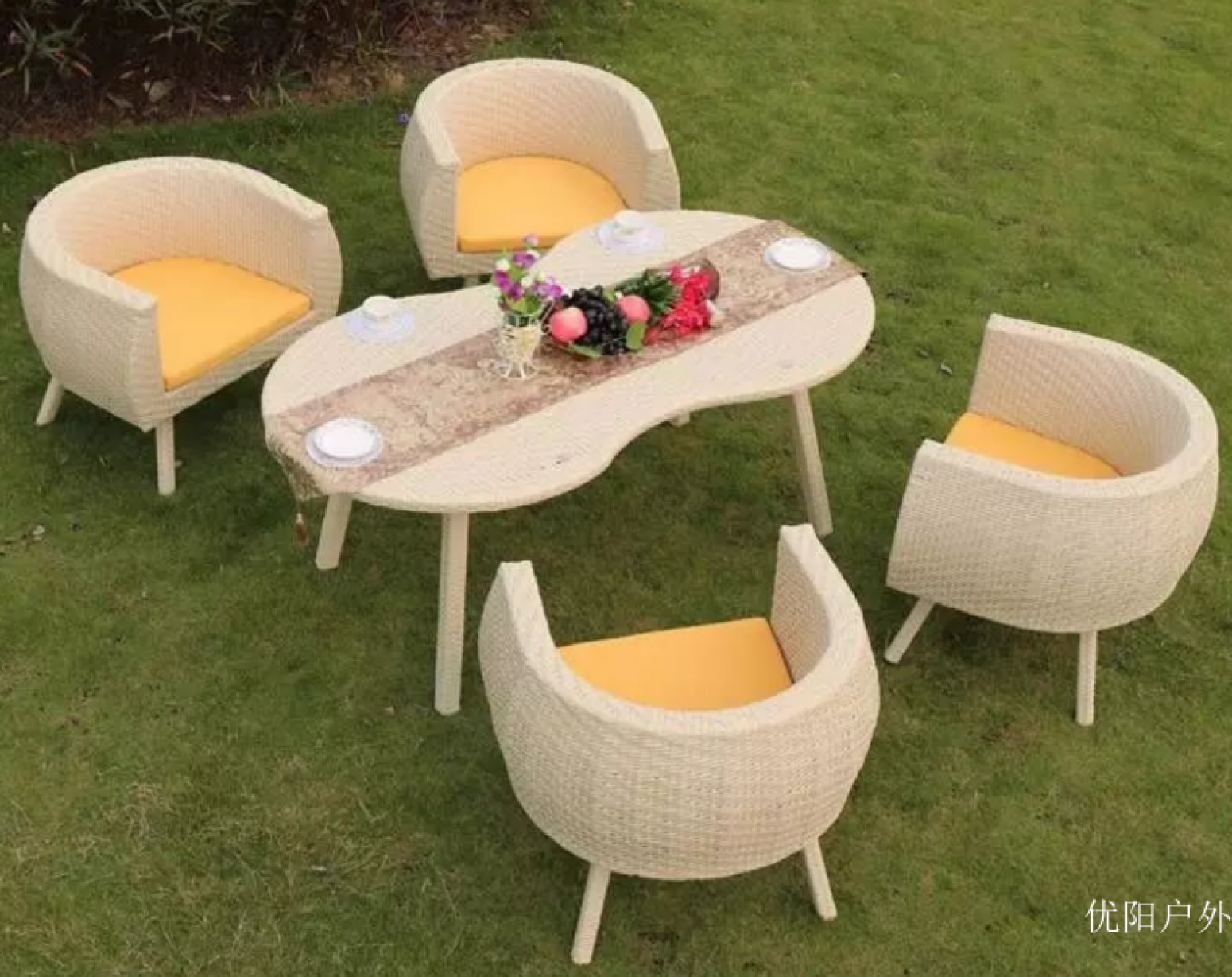 优阳户外户外家具产品《米白编藤户外餐桌椅》【图0】