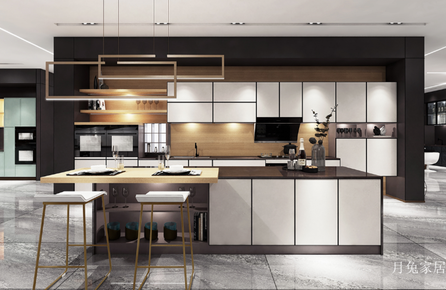 月兔家居厨卫家具产品《现代简约中岛橱柜》