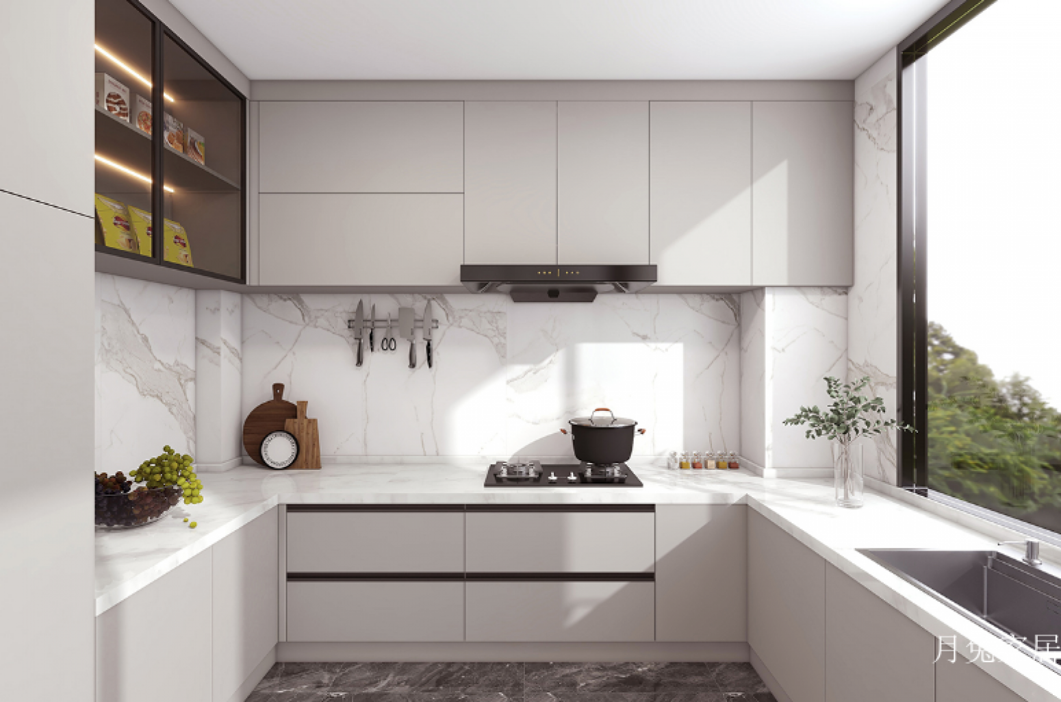 月兔家居厨卫家具产品《浅灰简约厨房橱柜》【图0】