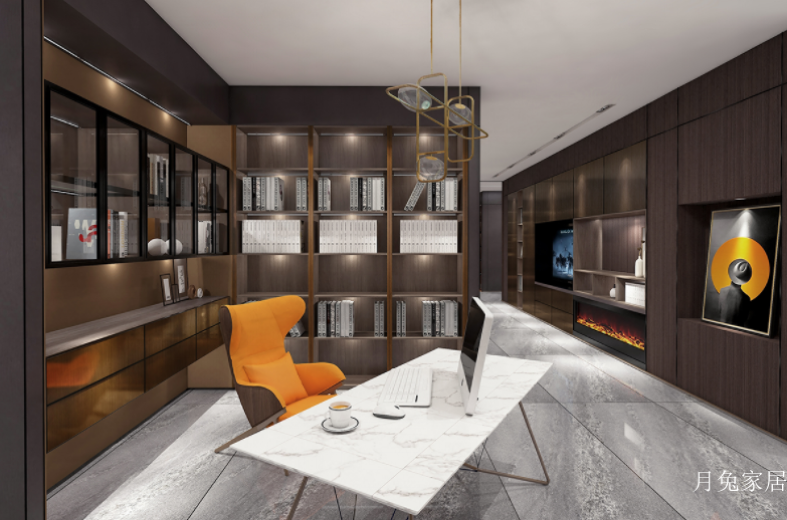 月兔家居客卧家具产品《轻奢雅致多功能书房》