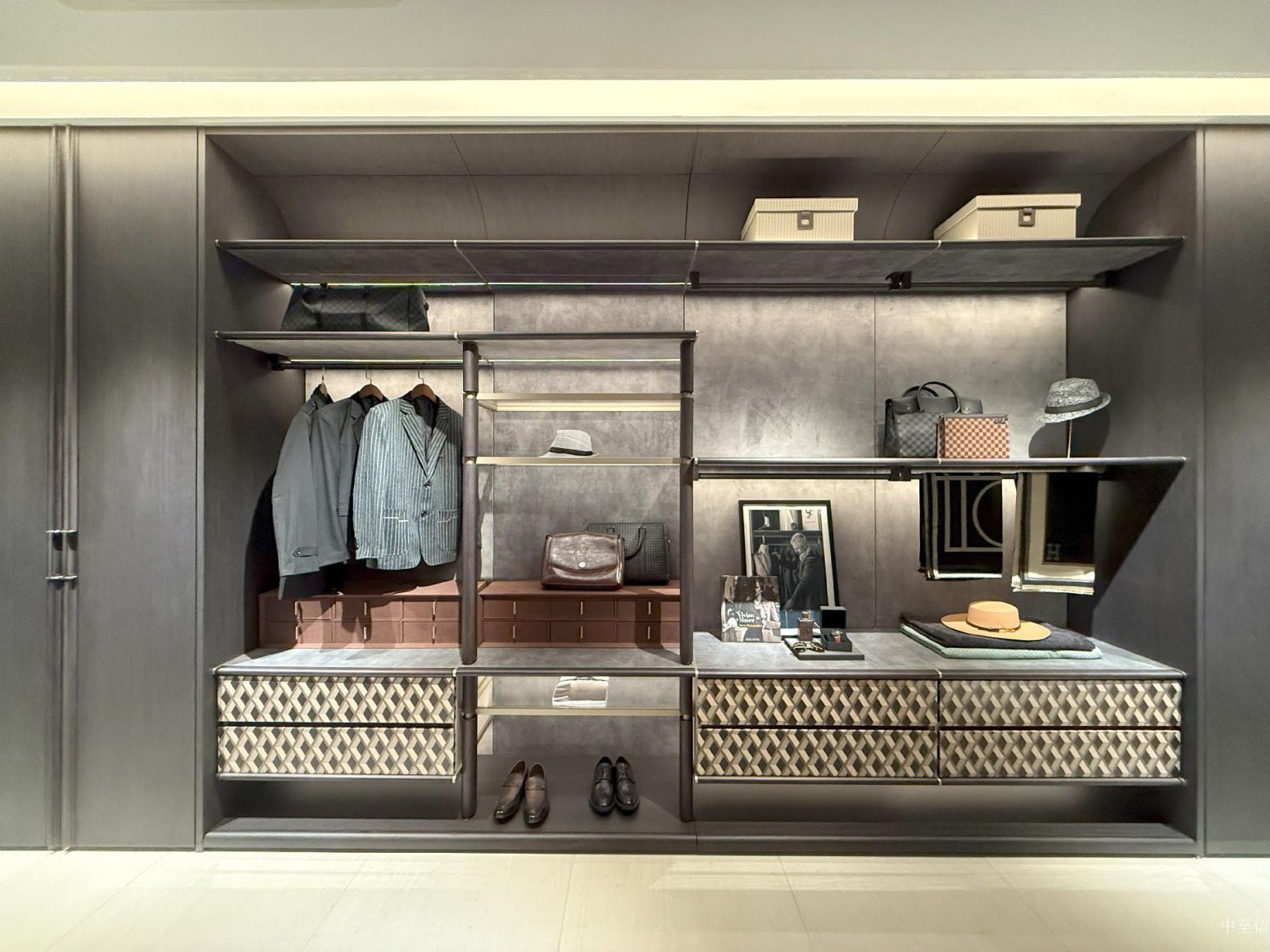 中至信客卧家具产品《深灰纹理奢雅衣帽间》【图0】