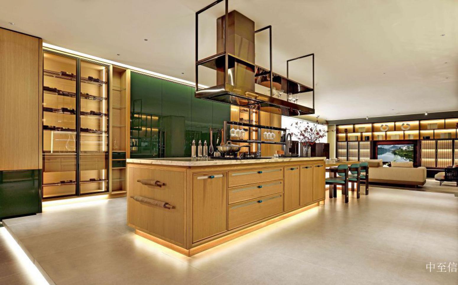 中至信厨卫家具产品《浅木墨绿嵌灯橱柜》【图0】