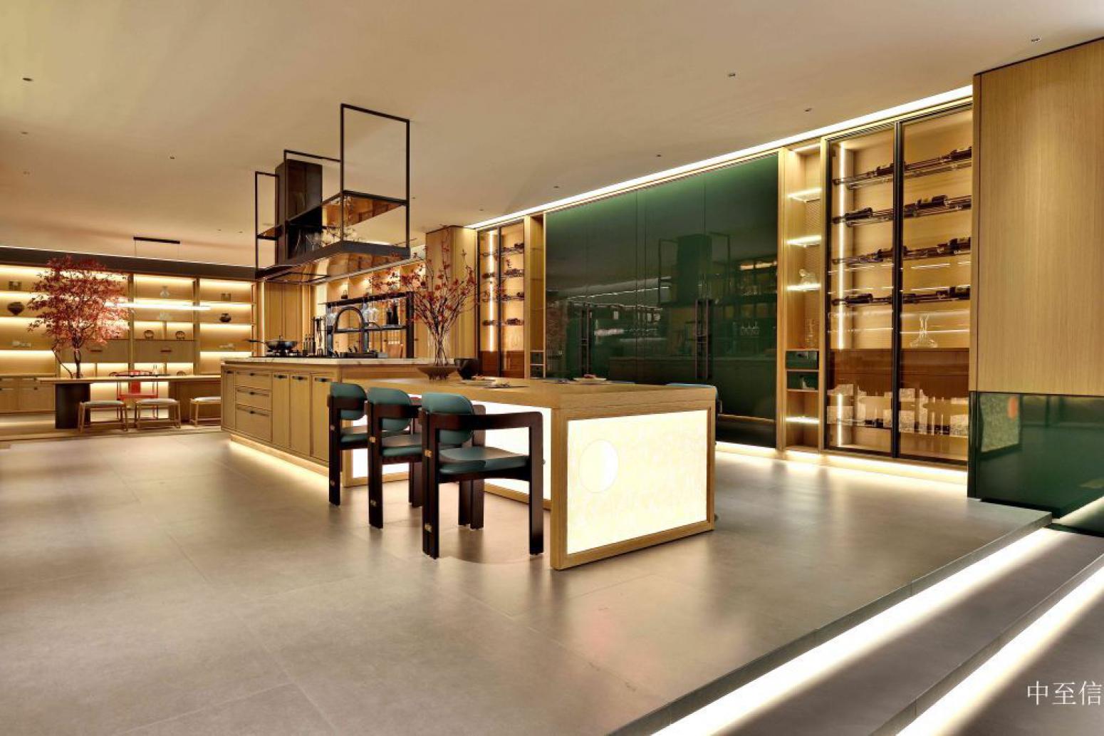 中至信厨卫家具产品《浅木墨绿嵌灯橱柜》【图1】