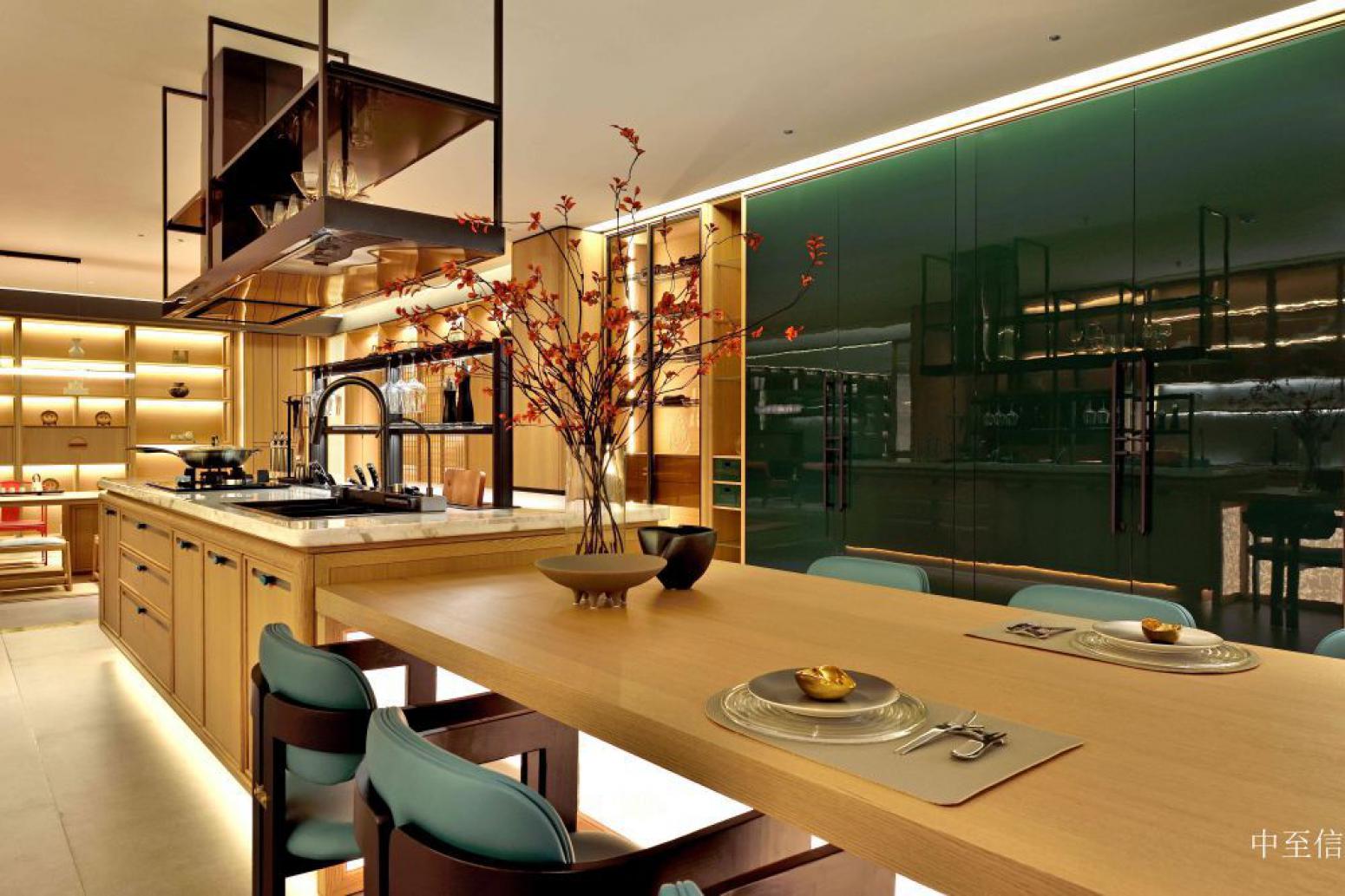 中至信厨卫家具产品《浅木墨绿嵌灯橱柜》【图2】