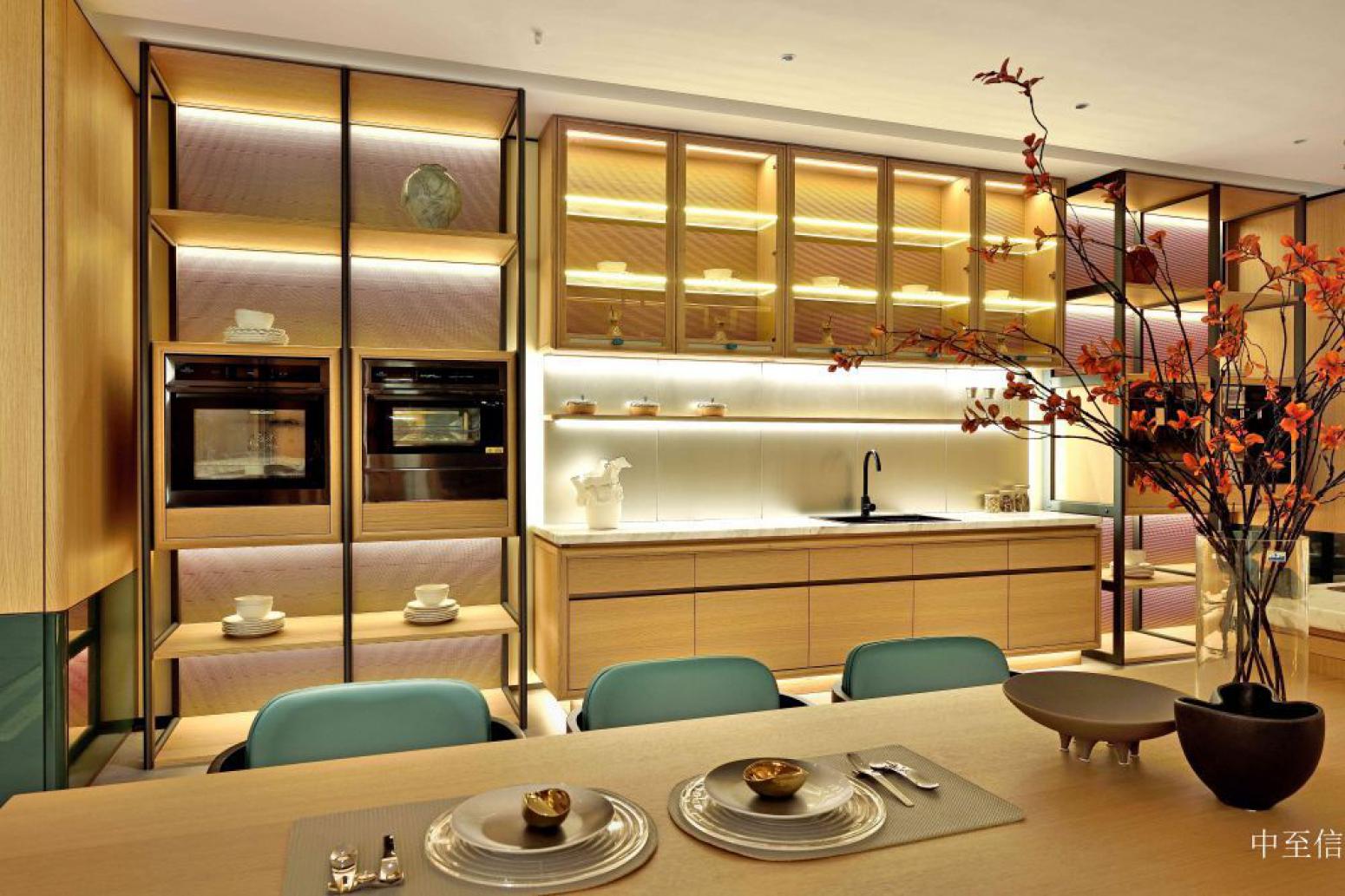 中至信厨卫家具产品《浅木墨绿嵌灯橱柜》【图3】