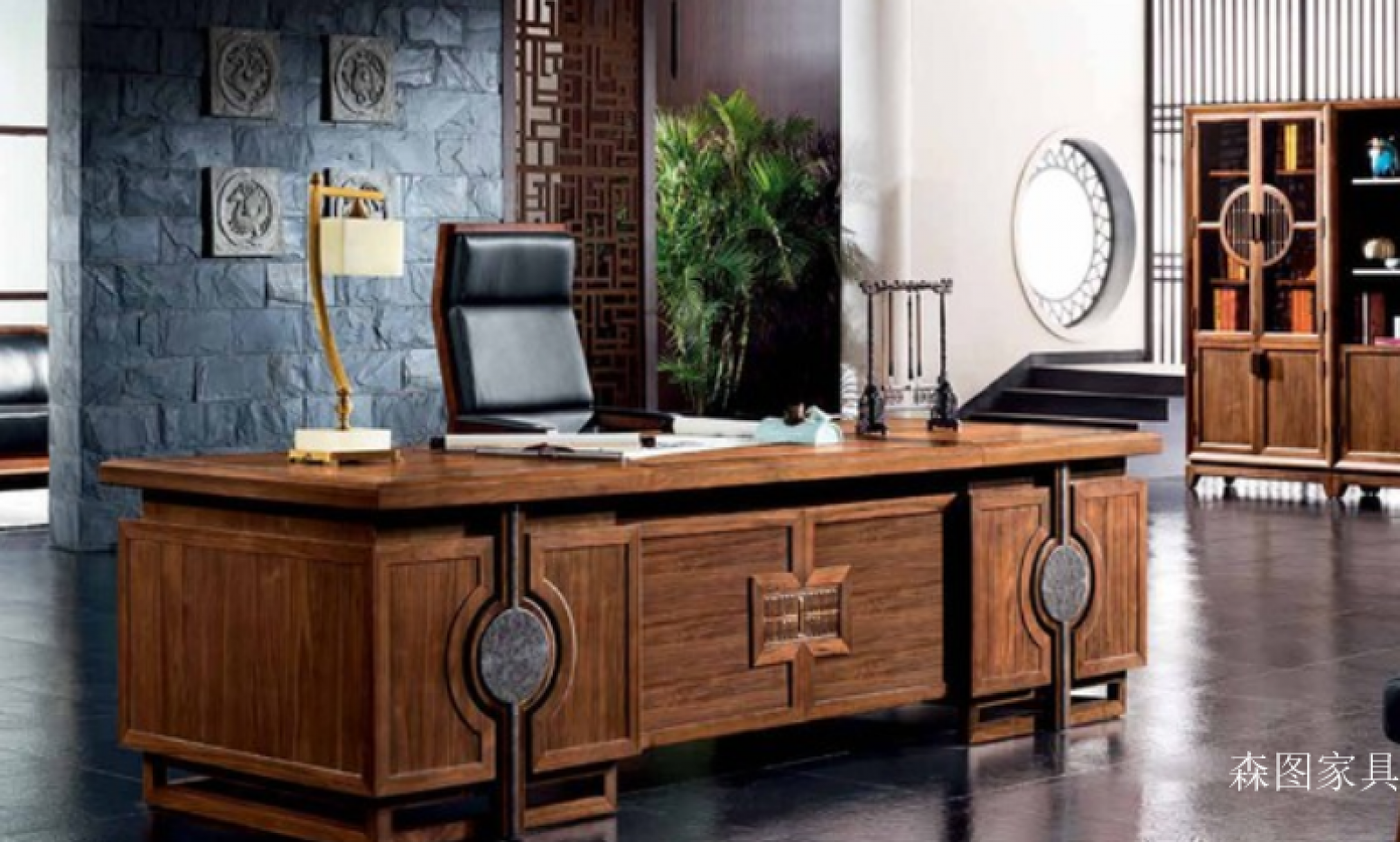森图家具办公家具产品《新中式实木大班台》【图1】