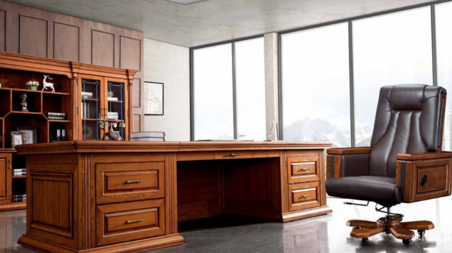 森图家具办公家具产品《古典实木总裁桌》【图2】