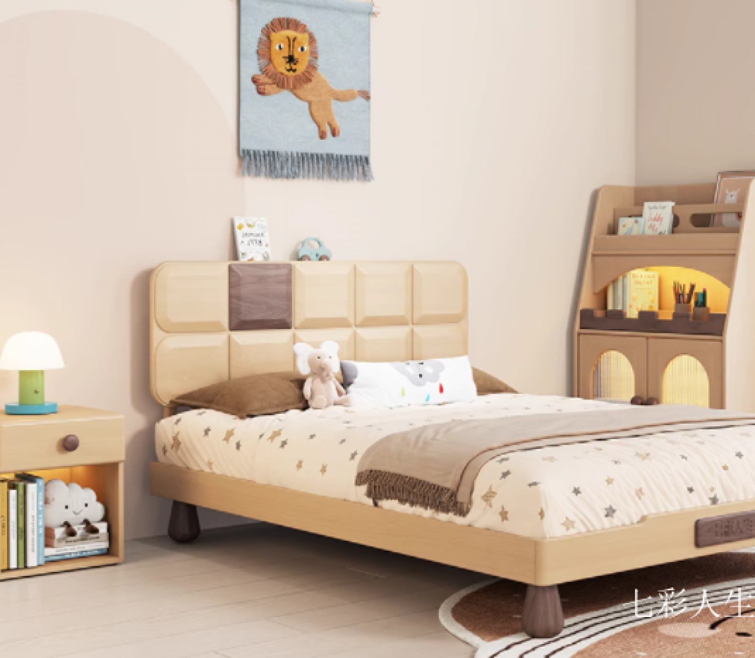 七彩人生儿童家具产品《实木小户型儿童床》【图0】