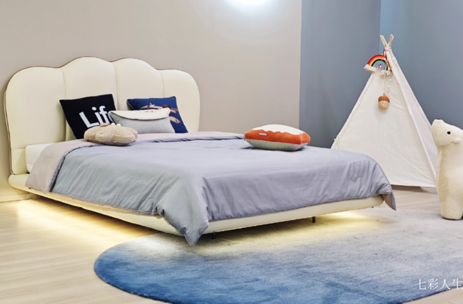 七彩人生儿童家具产品《轻奢实木儿童床》【图0】