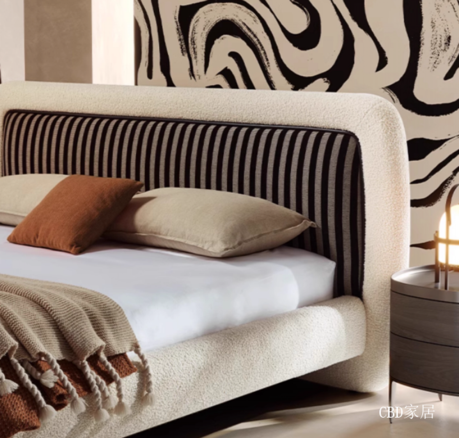 CBD家居客卧家具产品《奶油风羊羔布艺床》【图3】