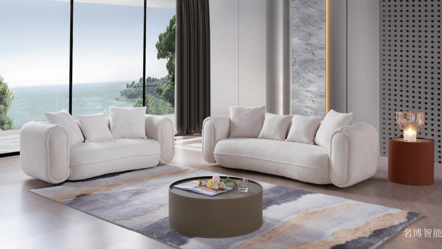 名博智能客卧家具产品《奶油白羊羔绒沙发》【图2】