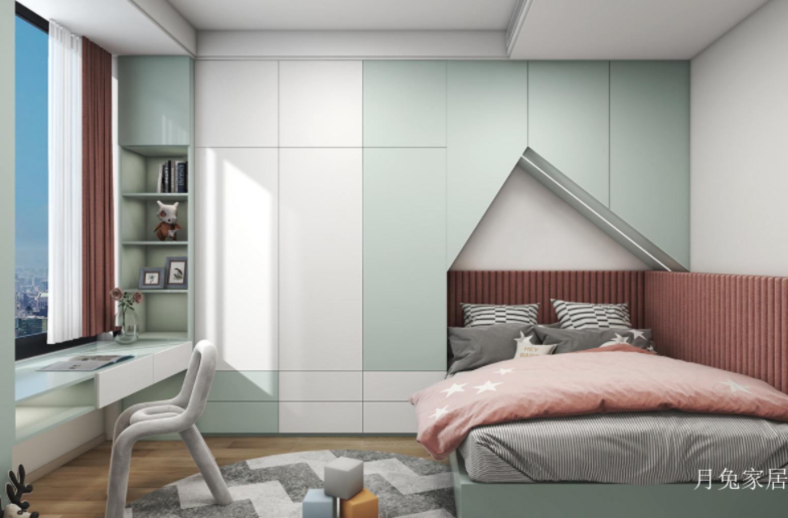月兔家居儿童家具产品《薄荷绿童趣儿童房》【图0】